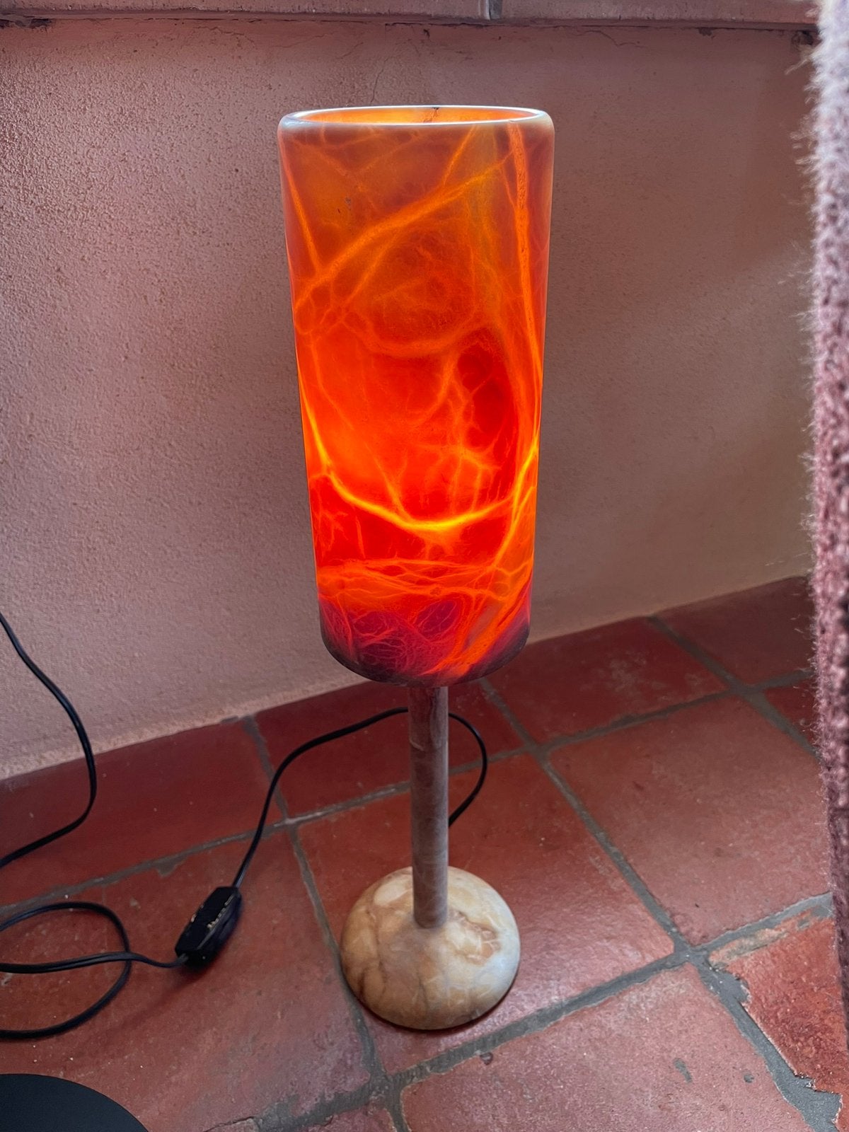 Natuurstenen staande schemerlamp, Ophalen of Verzenden, Schemerlamp, Met kap