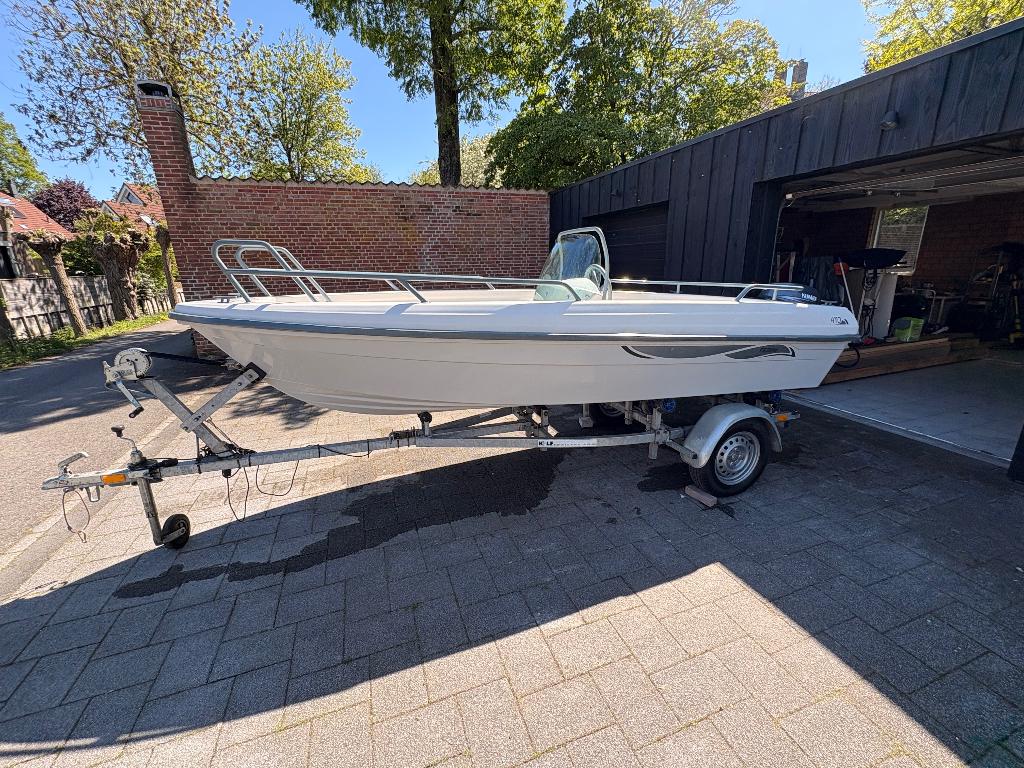 Terhi 4110 consoleboot Yamaha 9.9 PK BB KALF kantel trailer, Watersport en Boten, Vis- en Consoleboten, Overige merken, 4 m, Tot 10 pk