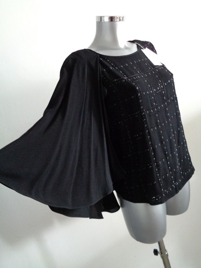 Patrizia Pepe viscose blouse met studs, IT42-NL small NIEUW, Zwart, Nieuw, Ophalen of Verzenden, Patrizia Pepe