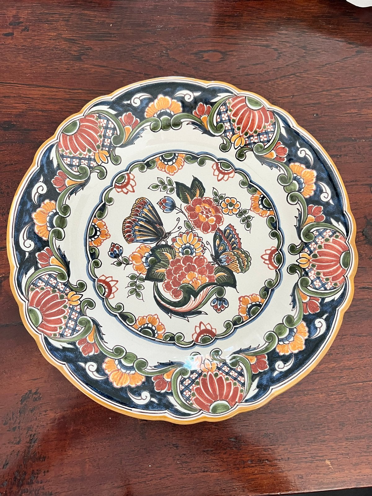 Set van 2 handgeschilderde Zakku-borden met bloemen, Antiek en Kunst, Antiek | Wandborden en Tegels, Ophalen of Verzenden