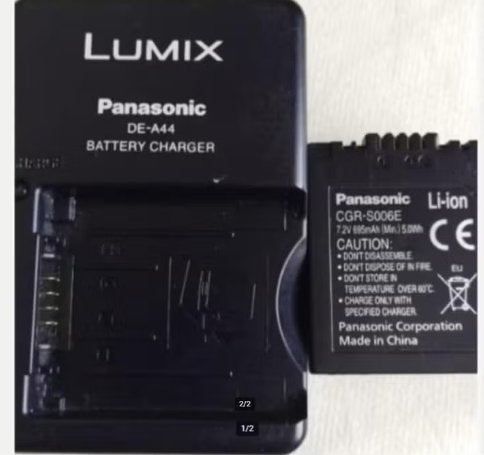 Panasonic DE-A44A Batterijlader met CGR-S006E accu, Verzenden, Gebruikt
