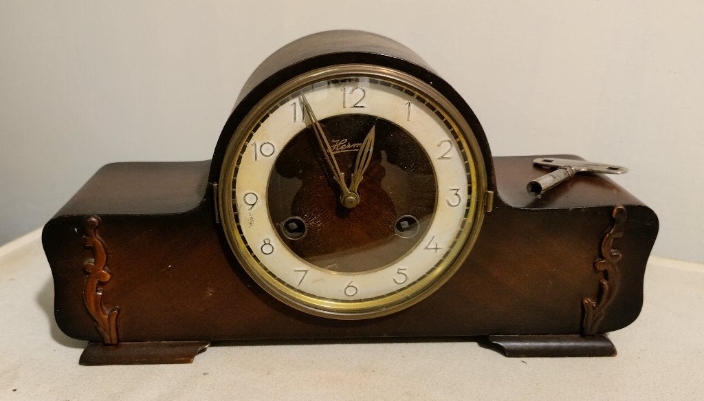 Vintage Hermle mantelklok / pendule (jaren 50/60, Ophalen of Verzenden