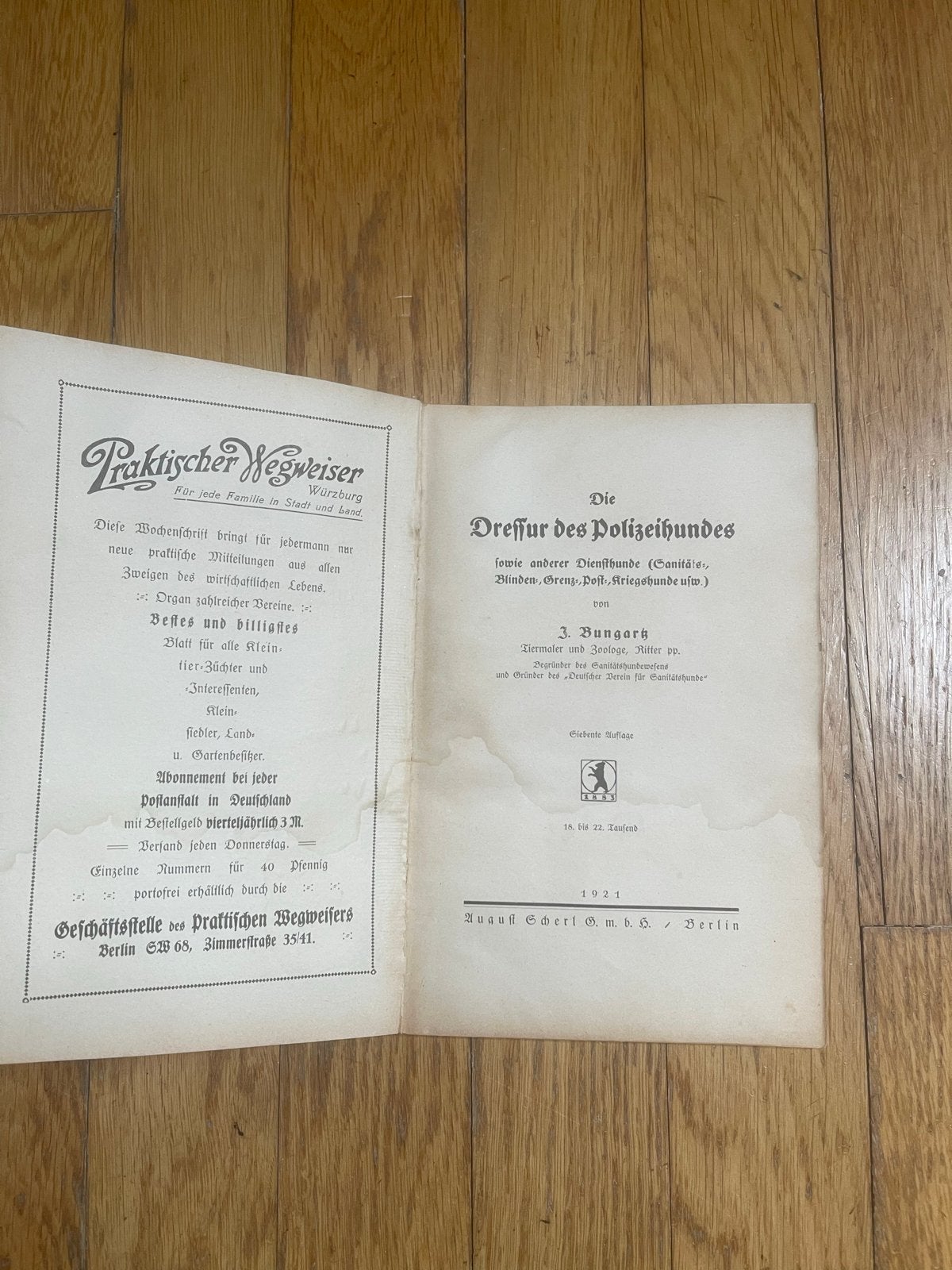 Duits boekje Dressur des Polizeihundes uit 1921, Ophalen of Verzenden, Gelezen, Non-fictie