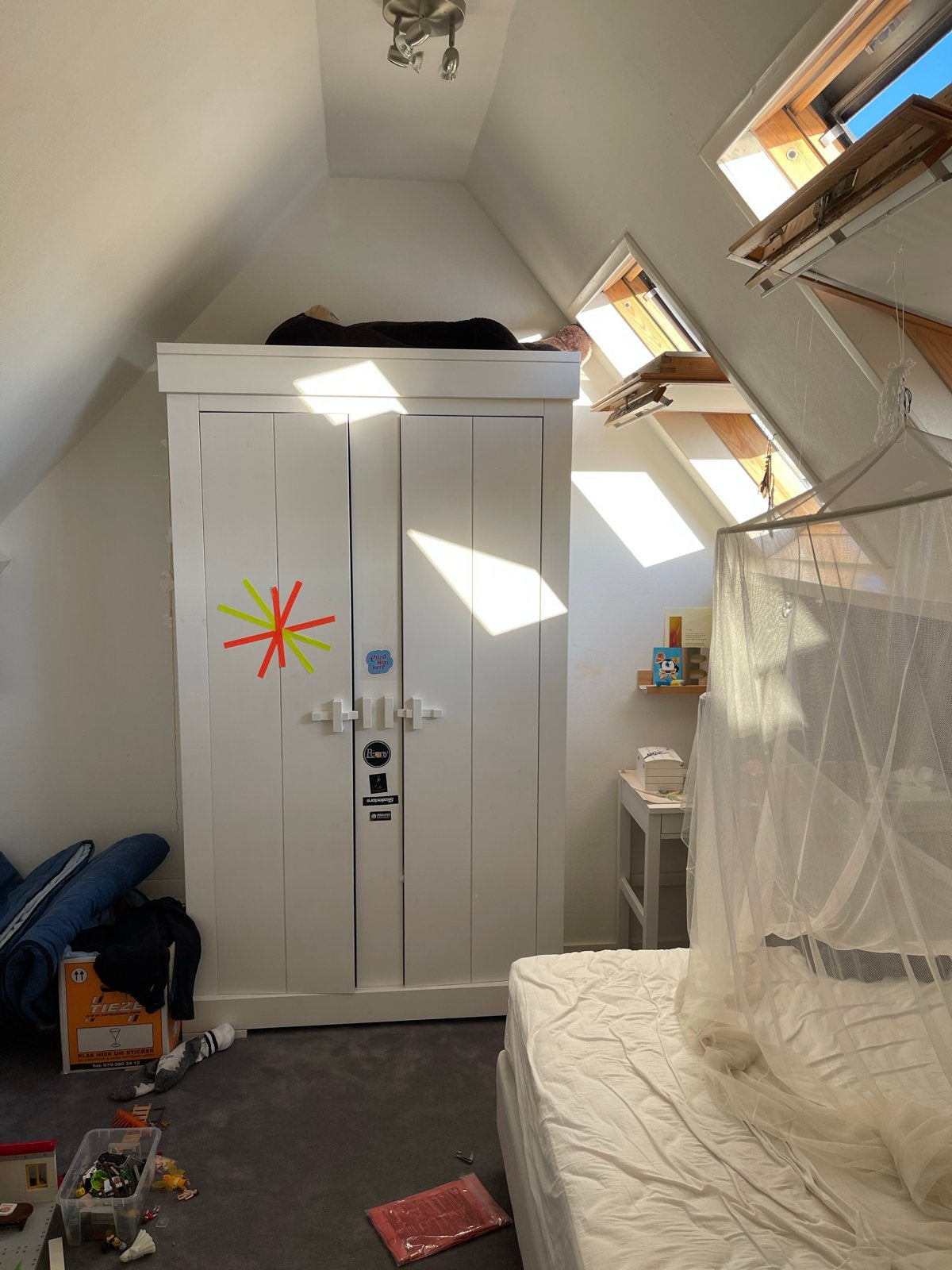 Stoere witte linnenkast, veel opbergruimte & simpele montage, Huis en Inrichting, Kasten | Kledingkasten, Ophalen, Gebruikt, 100 tot 150 cm