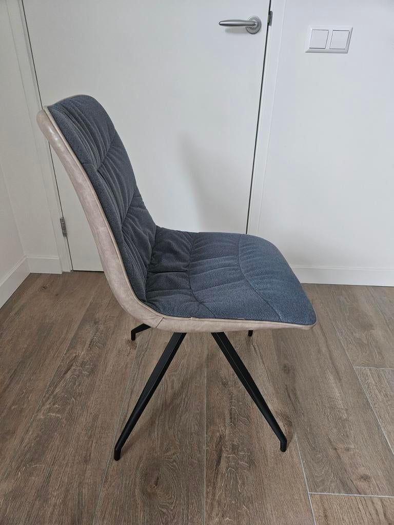 6x Eetkamerstoelen - Zwart onderstel, stof/kunstleer, Ophalen, Overige kleuren, Leer, Zo goed als nieuw