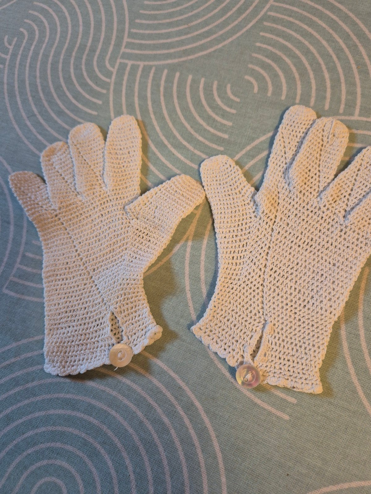 Vintage gehaakte witte handschoenen, Antiek en Kunst, Ophalen of Verzenden