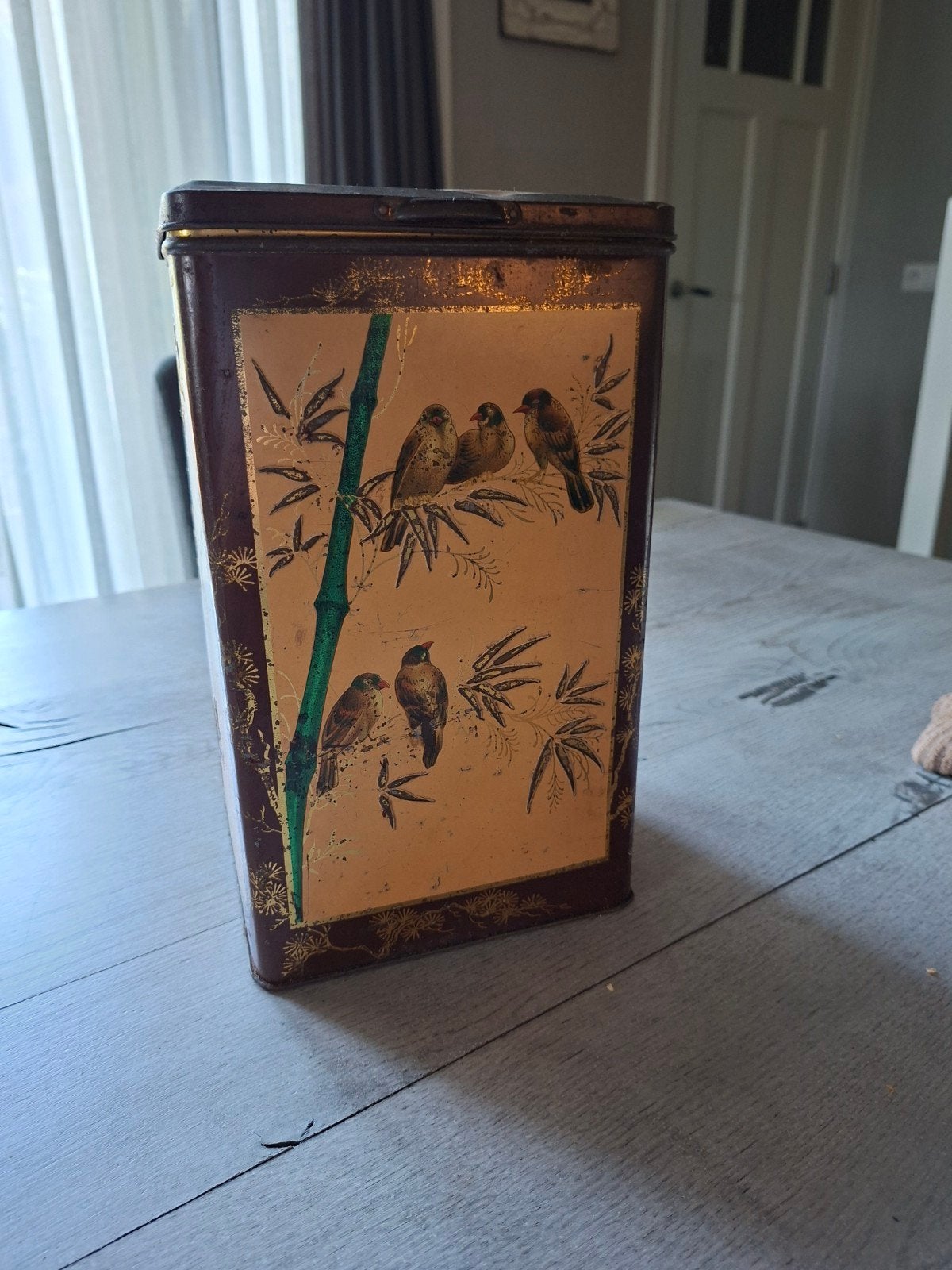 Vintage theeblik, Huis en Inrichting, Ophalen, Gebruikt, Minder dan 50 cm