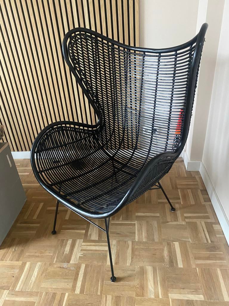 HK Living hkliving Egg Chair Zwart, Gebruikt, Zwart, Riet of Rotan, Ophalen of Verzenden