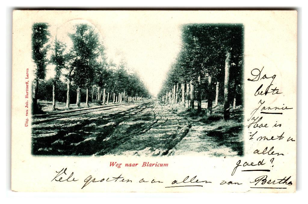 Blaricum, Weg naar Blaricum, Verzamelen, Ansichtkaarten | Nederland, Gelopen, Noord-Holland, Voor 1920, Ophalen of Verzenden