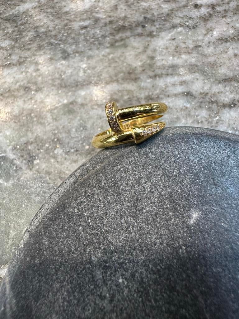 21k Gouden Spijker Ring, Sieraden, Tassen en Uiterlijk, Nieuw, Ophalen of Verzenden, 17 tot 18, Dame of Heer