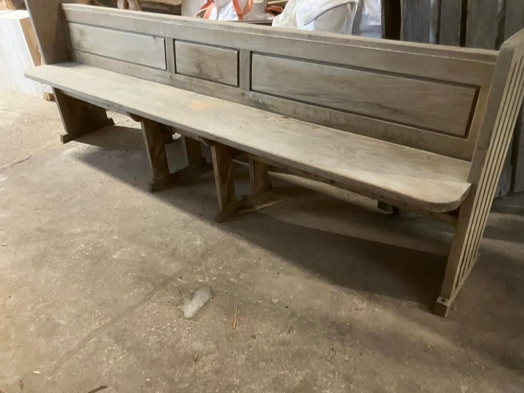 Eiken banken 263 x 90 cm hoog bieden vanaf, Ophalen of Verzenden, Zo goed als nieuw, Hout
