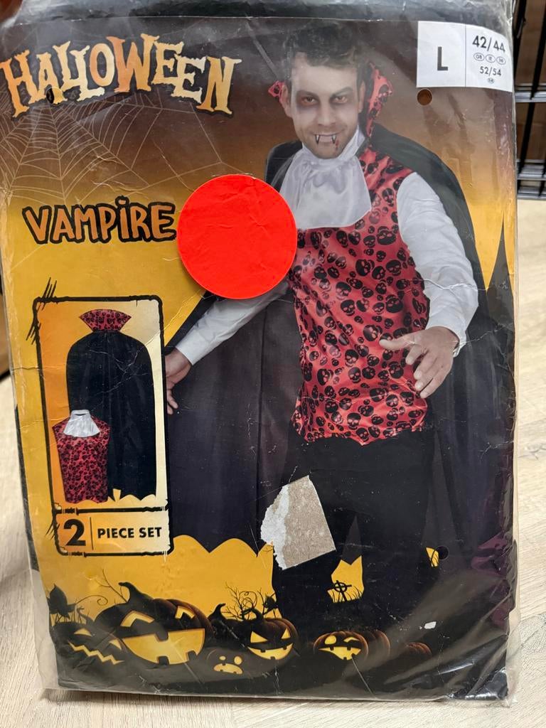Vampier Kostuum Heren Maat L - Halloween- Nieuw, Maat 52/54 (L), Ophalen of Verzenden, Zo goed als nieuw, Halloween