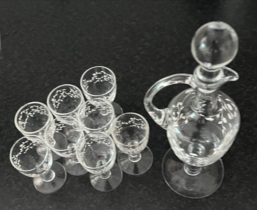 Wijnkaraf met Bijpassende Glazen kristal !Baccarat camilla!, Huis en Inrichting, Ophalen, Glas of Glazen, Nieuw, Glas