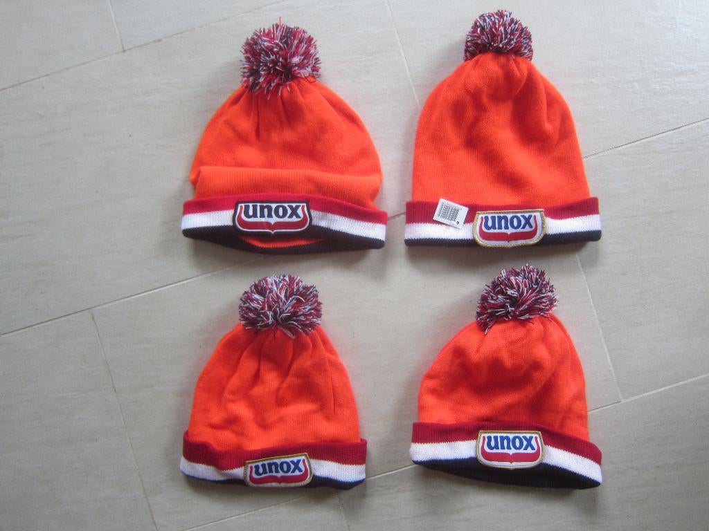 NIEUWE wollen gebreide oranje muts UNOX met pompom mooi, Kleding | Heren, Mutsen, Sjaals en Handschoenen, Maat 52/54 (L), Unox