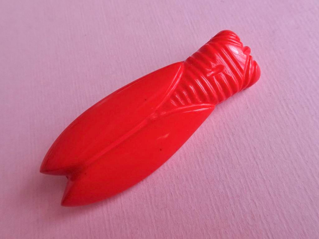 jwg Vintage 60s cicade insect broche rood Art Deco design, Sieraden, Tassen en Uiterlijk, Antieke sieraden, Verzenden, Overige materialen