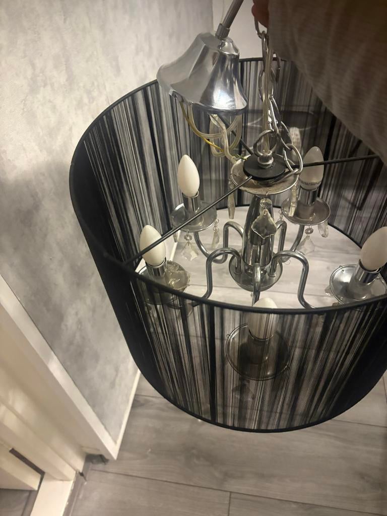 Twee hanglampen voor woonkamer en eethoek, Ophalen, Gebruikt, Metaal, Minder dan 50 cm