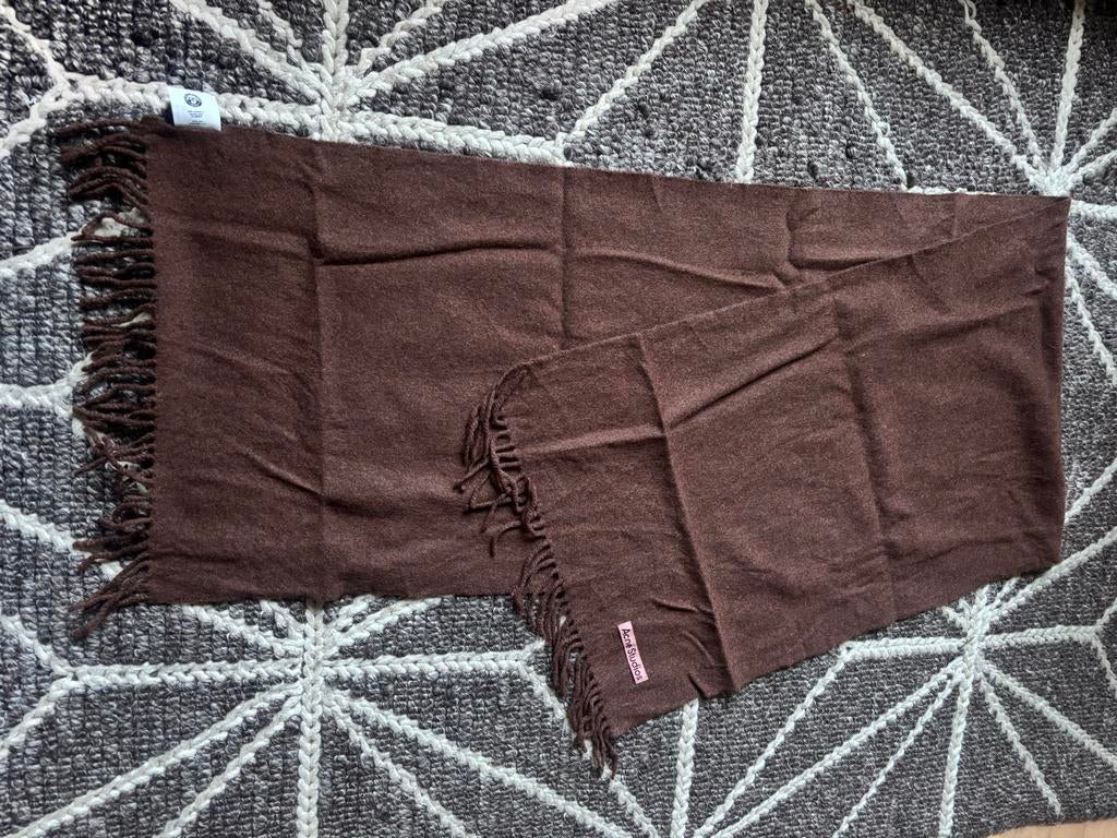 Acne Studios bruine wollen shawl - 180cm, Kleding | Dames, Ophalen of Verzenden, Zo goed als nieuw, Maat 46/48 (XL) of groter