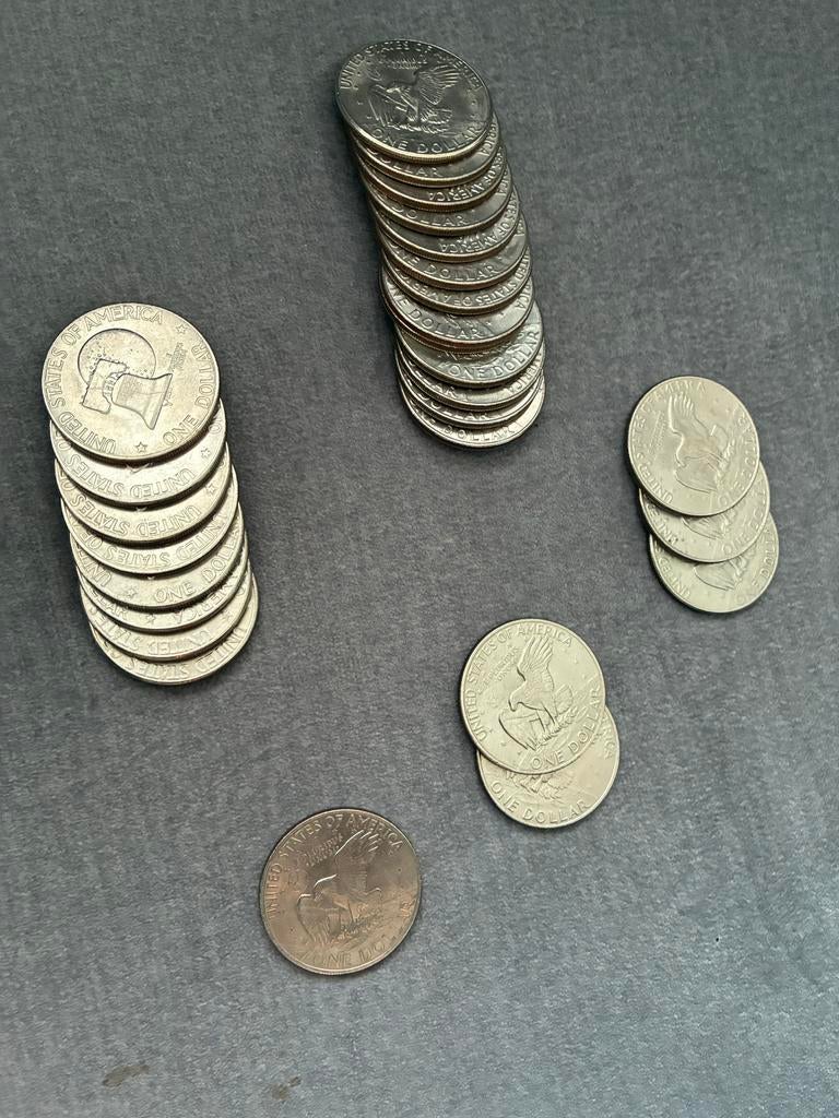 Verz. Eisenhower Dollars 1971, 1972, 1974, 1977, 1776-1976, Postzegels en Munten, Munten | Amerika, Verzenden, Noord-Amerika, Losse munt