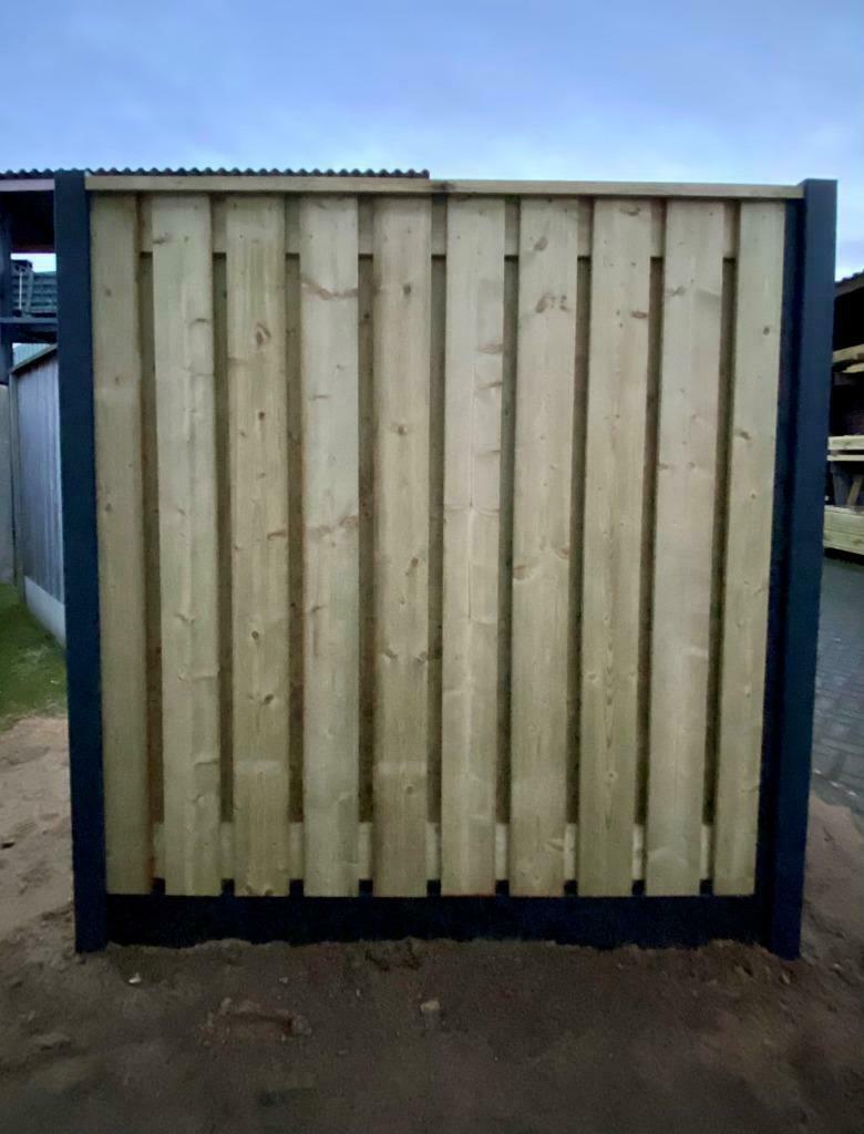 Schutting aluminium, kunststof, hout combi Onderhouds arm !, Ophalen, 1 tot 2 meter, 6 meter of meer, Nieuw