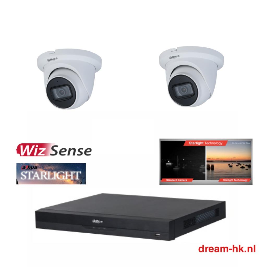 5MP Dahua 4CH PoC HDCVI Starlight camera set/DVR+2x camera, Ophalen of Verzenden, Nieuw, Buitencamera
