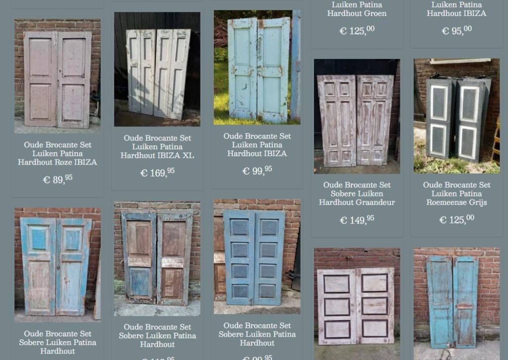 Oude brocante houten luiken India hardhout, Ophalen of Verzenden