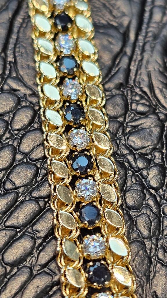 Mooie 14karaat gouden armband met onyx steen, Sieraden, Tassen en Uiterlijk, Armbanden, Ophalen of Verzenden, Zo goed als nieuw