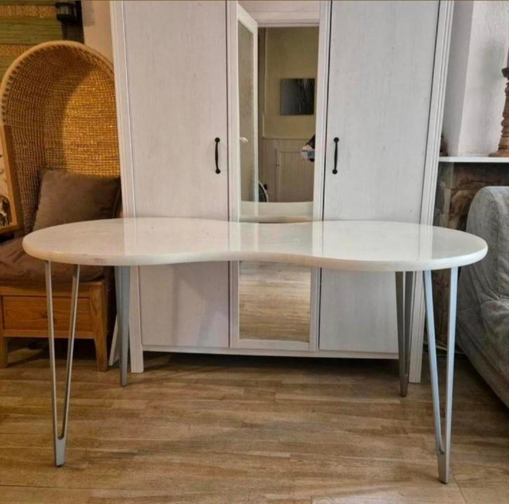 Eettafel wit ovaal IKEA, Ophalen, Kunststof, 50 tot 100 cm, Zo goed als nieuw