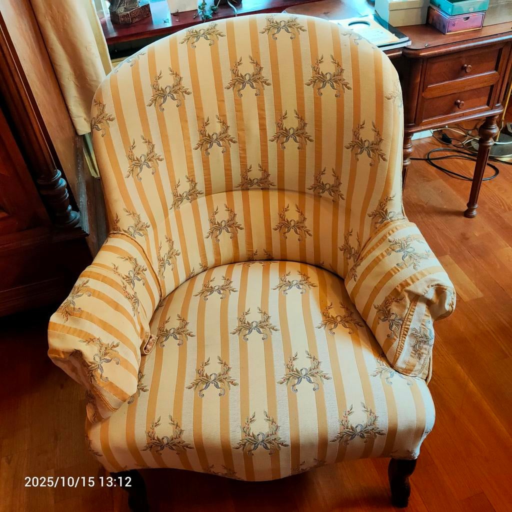 Antieke Dames Fauteuil 18e Eeuw, Huis en Inrichting, Stoelen, Antiek, Gebruikt, Overige kleuren, Ophalen of Verzenden