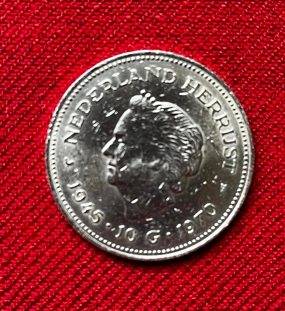 Zilveren tientje 1970 - Juliana 25 jaar bevrijding, Postzegels en Munten, Munten | Nederland, Ophalen, Koningin Juliana, Zilver