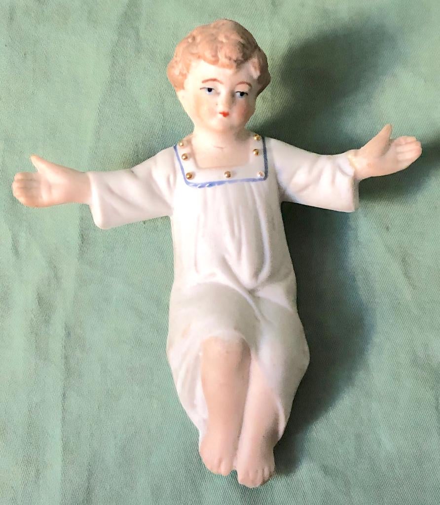 Biscuit porseleinen kribbe kindje Jezus, Antiek en Kunst, Ophalen of Verzenden