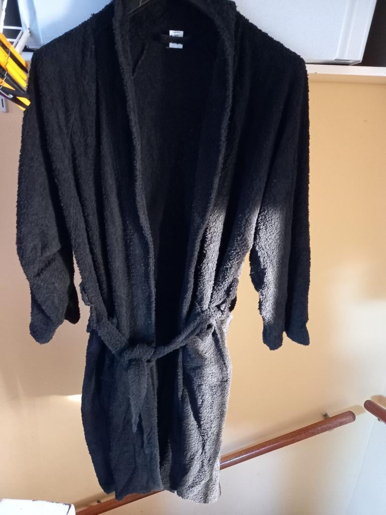 Zwarte badstof m/v badjas, duster, ochtendjas, maat XXL, Overige typen, Zwart, Ophalen of Verzenden, Gedragen