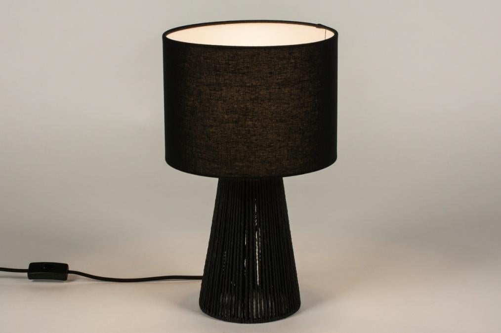 tafellamp kap zwart H 41cm tafel bed dressoir japandi lamp, Ophalen of Verzenden, Nieuw, Stof, Minder dan 50 cm