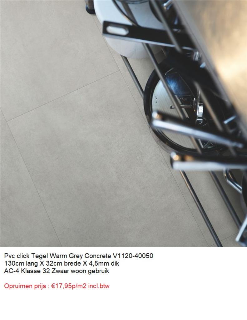 Pvc click Tegel Warm Grey Beton 130cm X 32cm €17,95p/m2