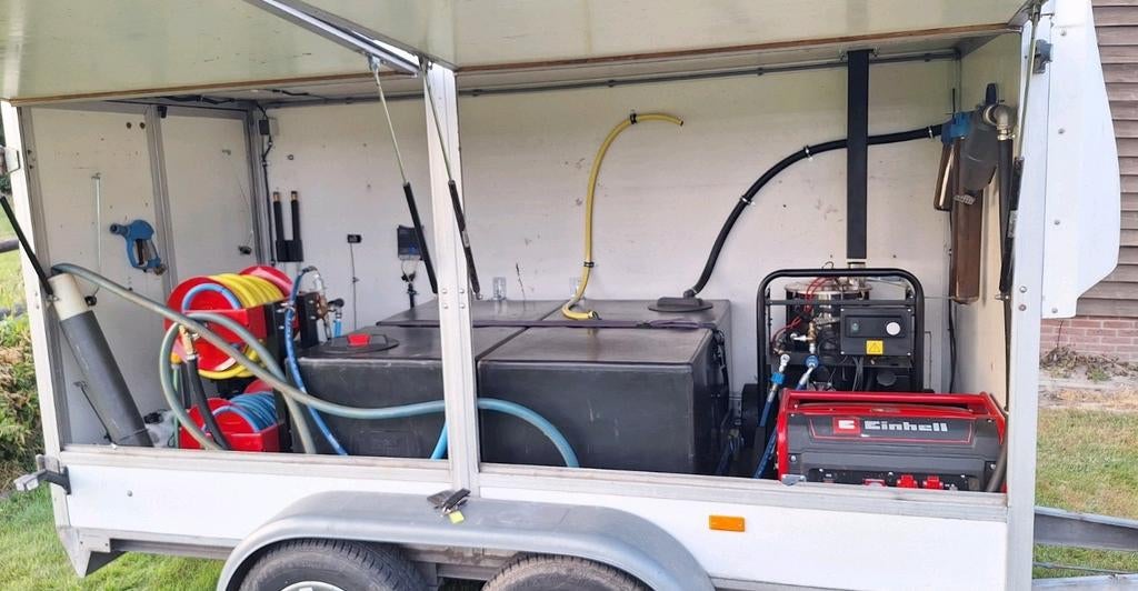 Hogedrukreiniger aanhanger benz. E- start, warmwater Hotbox, Ophalen, Gebruikt, Benzine