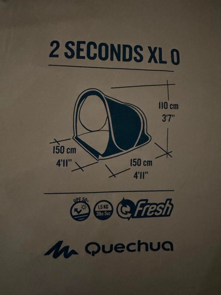 2 Seconds XL 0 - Pop-up Tent, Quechua Decathlon, Caravans en Kamperen, Tenten, tot en met 2, Gebruikt, Ophalen