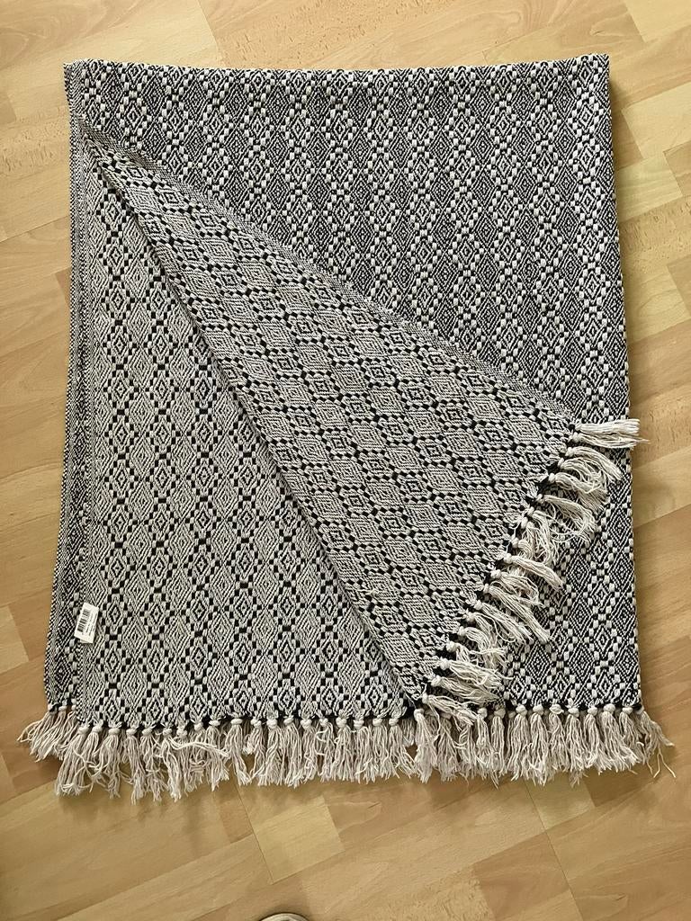 Xenos zwart/witte katoenen plaid 1.20 x 1.50 m, Ophalen of Verzenden, Gebruikt