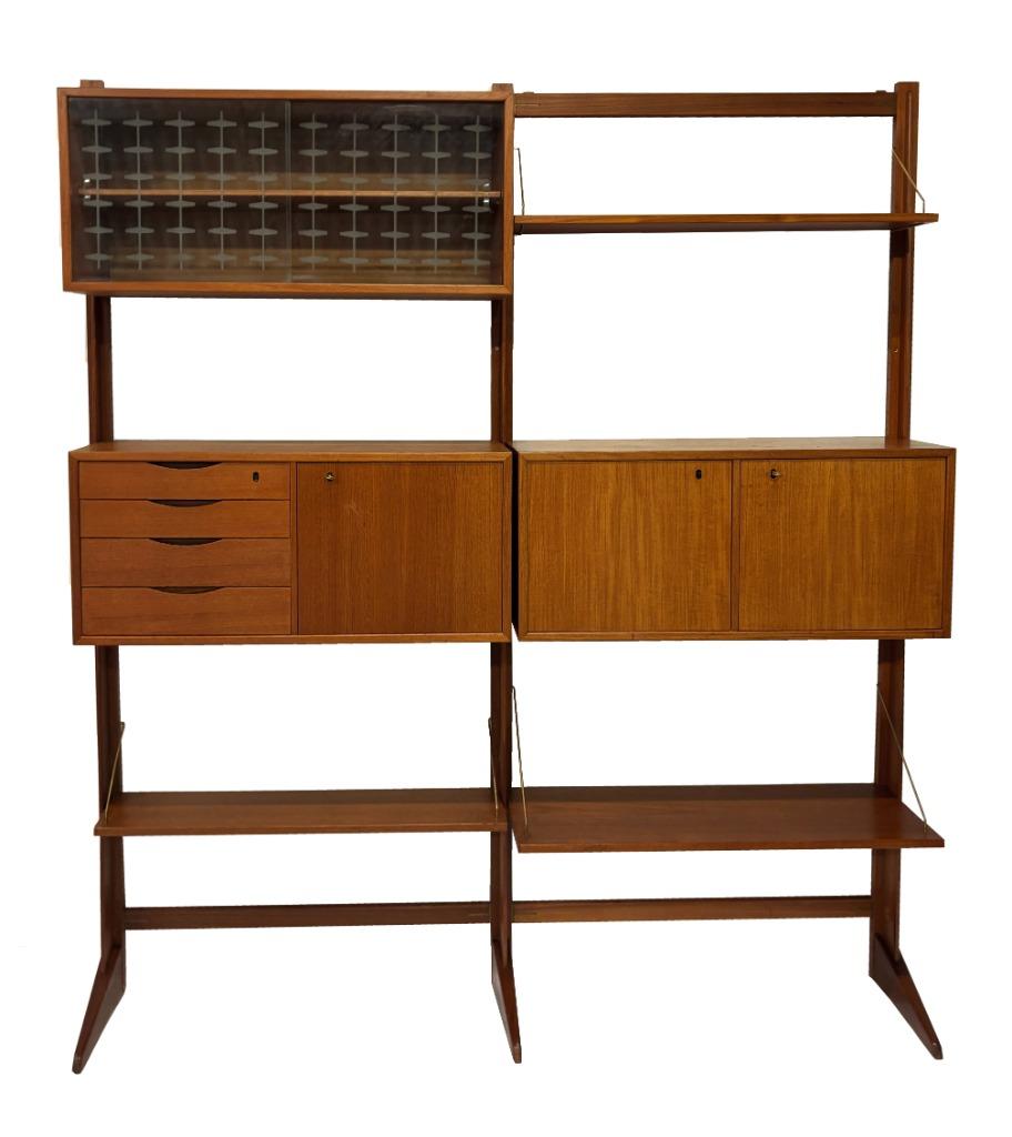 Vintage vrijstaand wandsysteem Torbjorn Afdal 60's Design, Gebruikt, Met deur(en), Teakhout, Vintage Wandsysteem