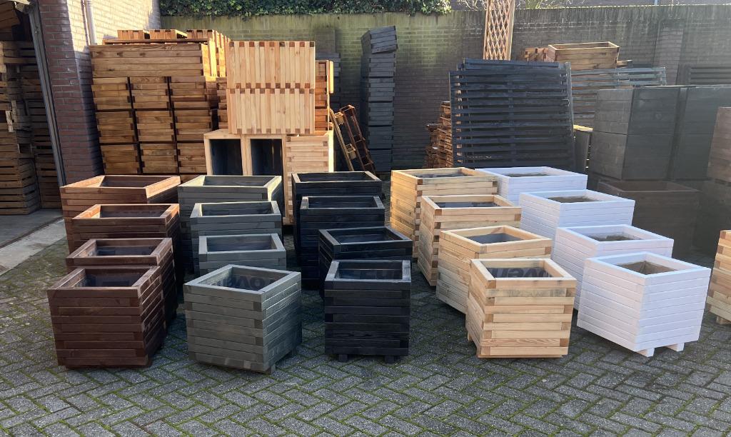 Vierkante plantenbak van hout voor boom - maat 50x50x50