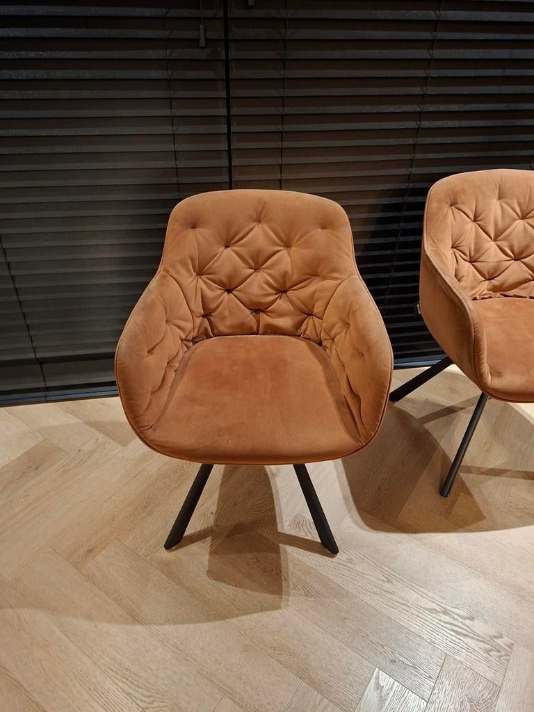 6 Gebruikte Eetkamerstoelen WOOOD, Ophalen, Gebruikt, Bruin, Stof