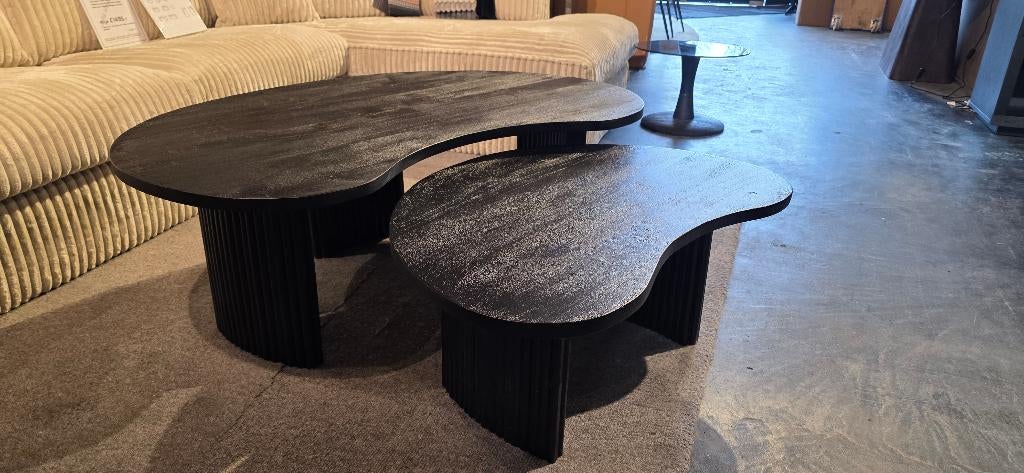 Salontafel boonvormig - 125 cm & 85 cm Zwart Showmodel