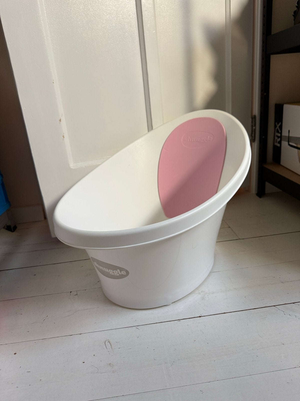 Shnuggle babybadje wit met roze zitting, Ophalen, Gebruikt, Badje, Overige merken