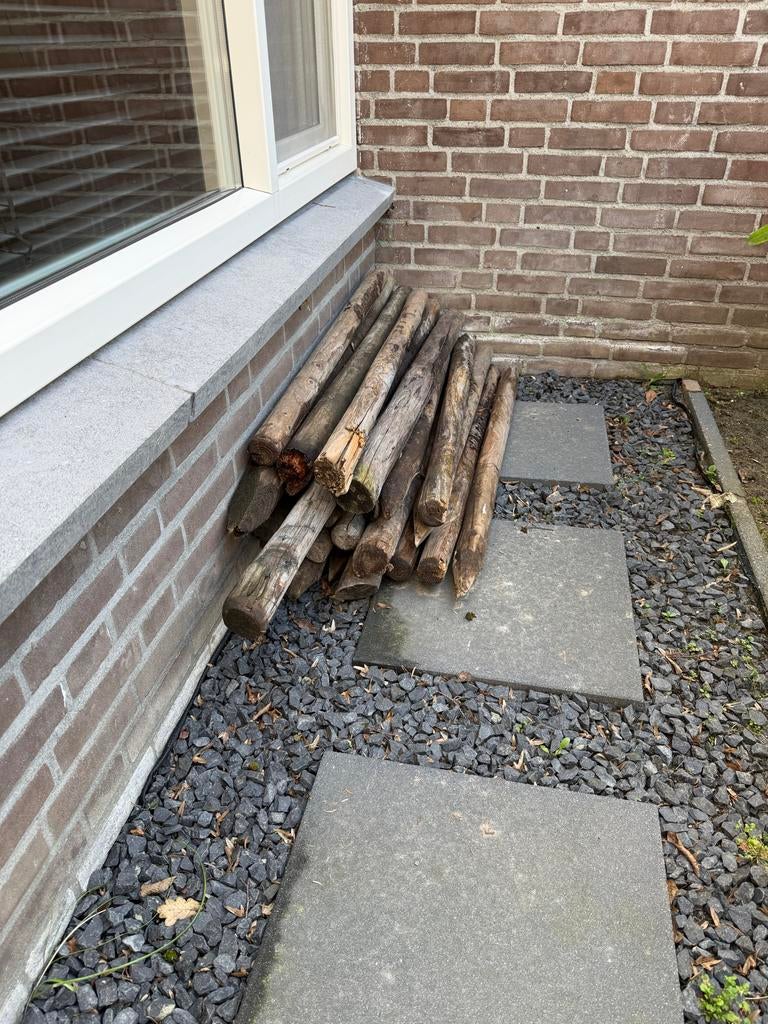 Piketpalen voor kippengaas of fundering, Tuin en Terras, Palen, Balken en Planken, Ophalen, Gebruikt, Minder dan 180 cm, Palen