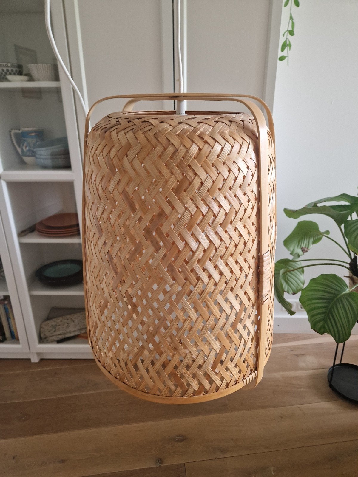 Rieten hanglamp ikea knixhult, Ophalen, Zo goed als nieuw, Rond