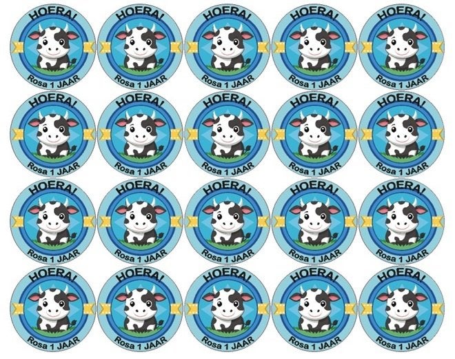 vel traktatie stickers koetje roze of blauw verjaardag, The River House, Info@theriverhouse.nl, Overige typen, Nieuw