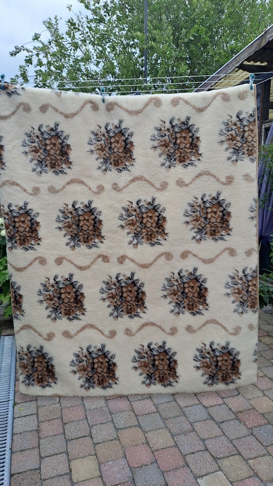 Vintage wollen deken met bloemenpatroon, Ophalen of Verzenden