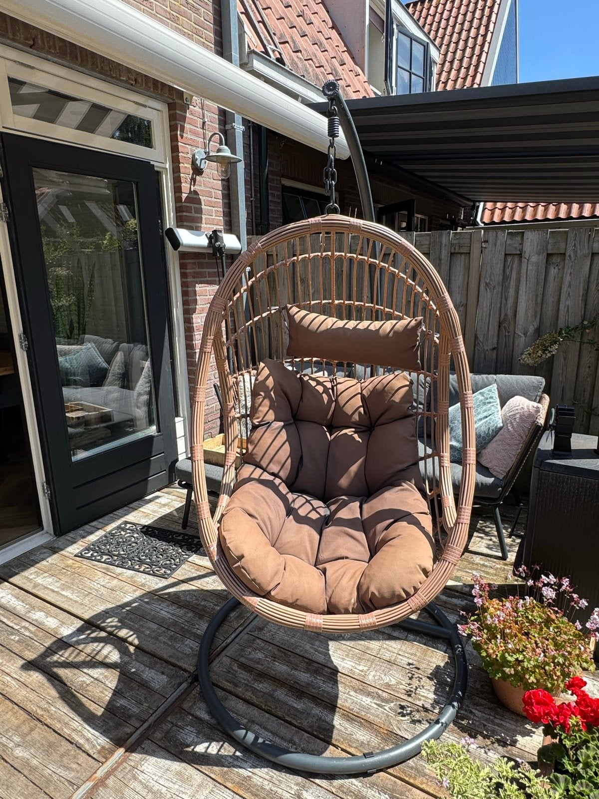 Intratuin hangstoel Evi naturel met standaard, Ophalen of Verzenden, Zo goed als nieuw, Wicker