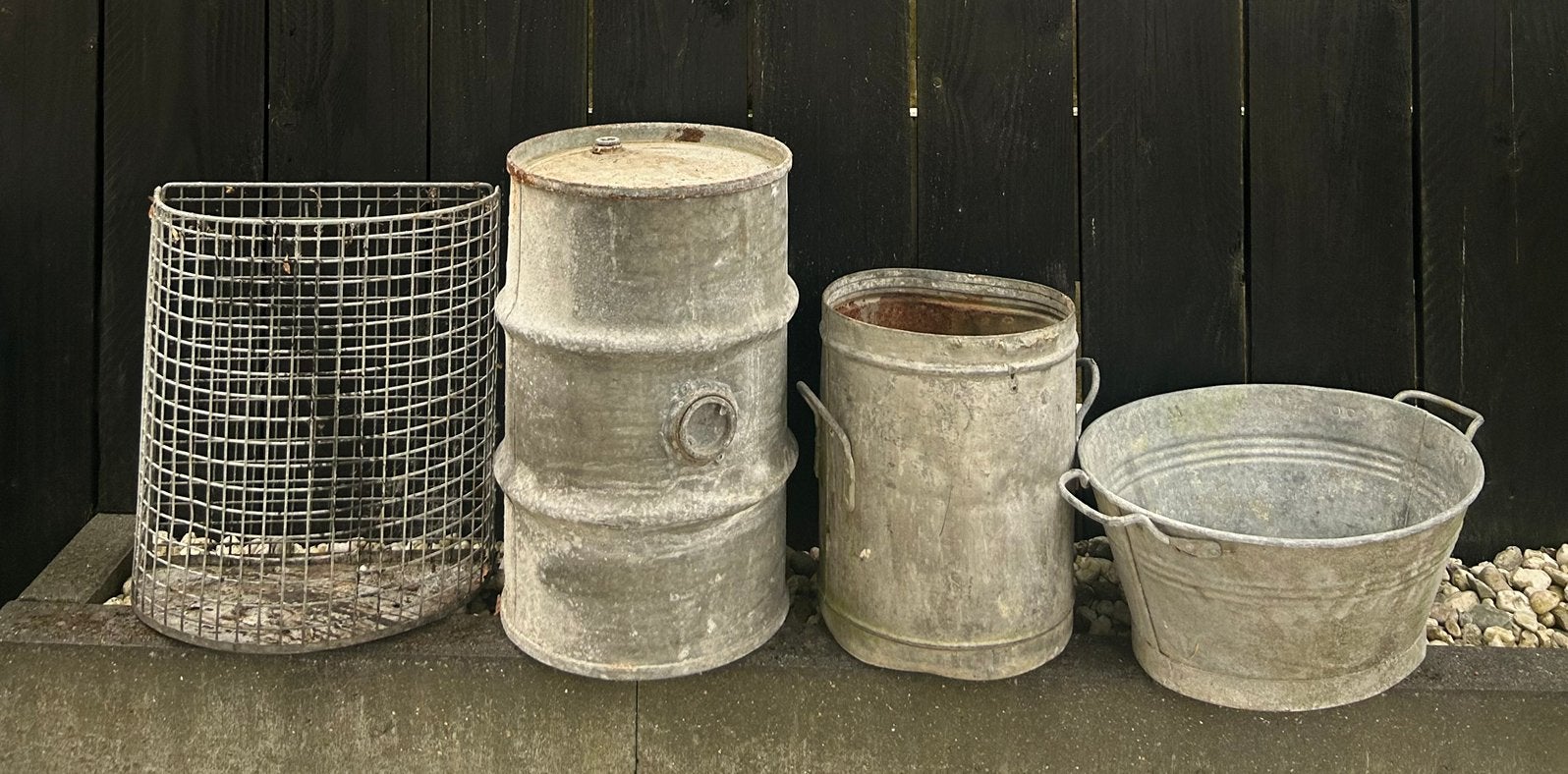 Lot brocante zink tuin decoratie, Antiek en Kunst, Curiosa en Brocante, Ophalen