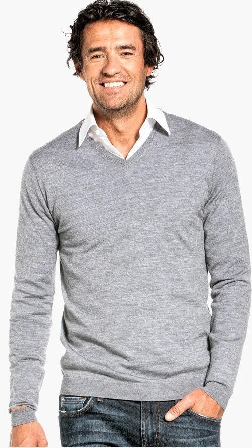 Joe Merino - vhals - XL - silver grey - nieuwstaat, Kleding | Heren, Joe Merino, Maat 56/58 (XL), Ophalen of Verzenden, Zo goed als nieuw