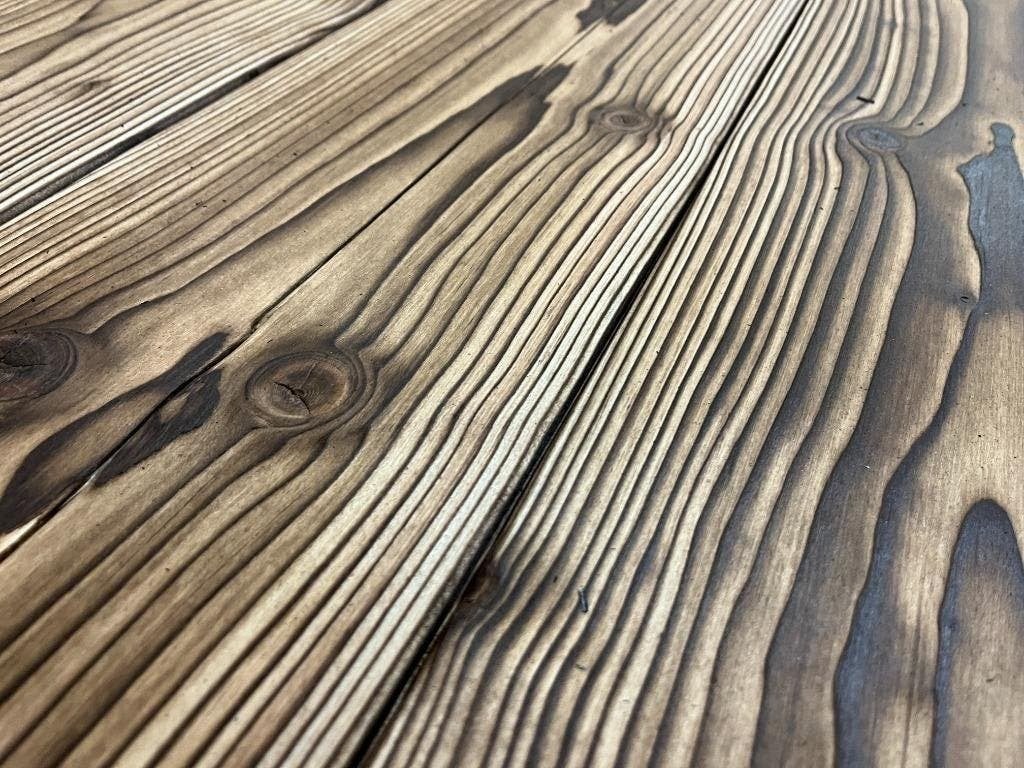 Gebrand en geborstelde vuren planken / hout messing en groef, Ophalen of Verzenden, 75 m² of meer