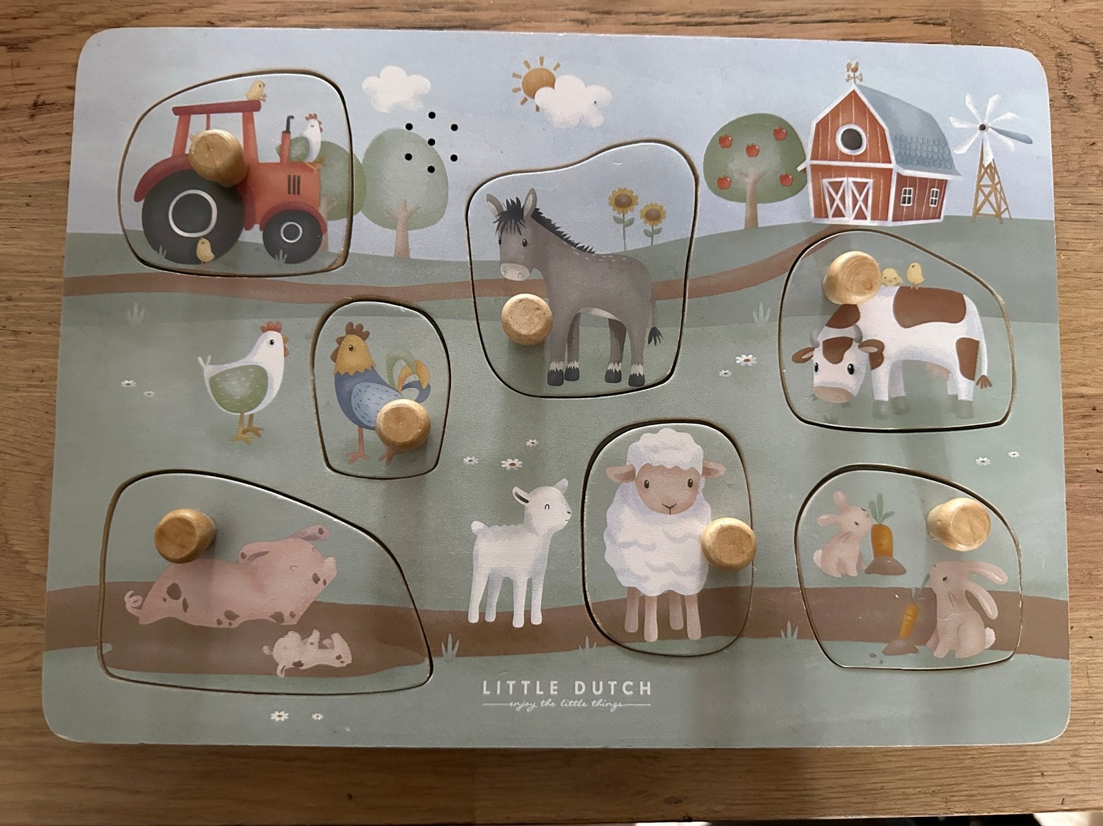 Little Dutch Farm Geluiden Puzzel, Ophalen of Verzenden, Zo goed als nieuw, Van hout, Minder dan 10 stukjes